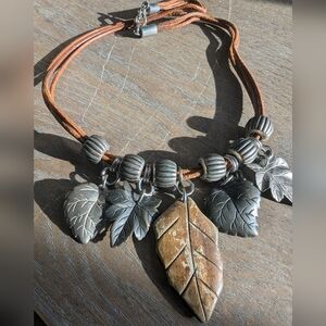 Fabulous Fall Inspired Mixed Material Necklace